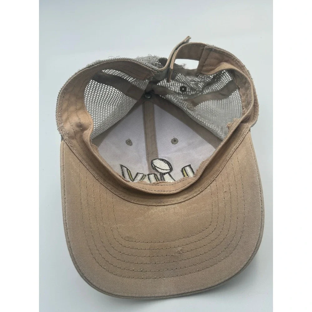 NFL Super Bowl LIV Trucker Hat Tan Grey Distressed Mesh Adjustable Cap